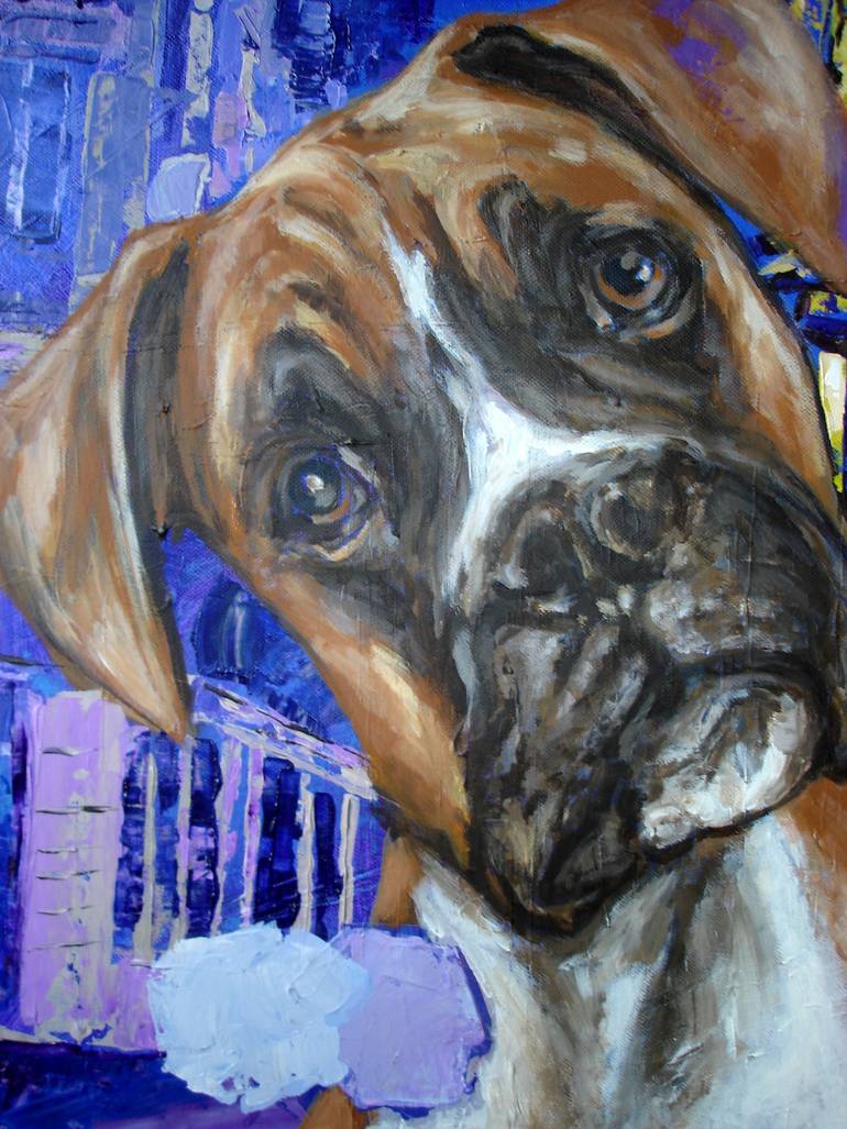 Original Expressionism Dogs Painting by Ann Abel Iseux