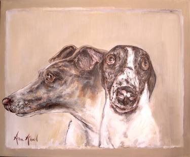 Original Figurative Dogs Paintings by Ann Abel Iseux