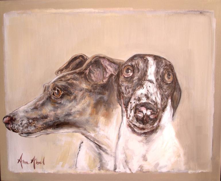 Original Figurative Dogs Painting by Ann Abel Iseux