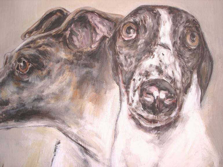 Original Figurative Dogs Painting by Ann Abel Iseux
