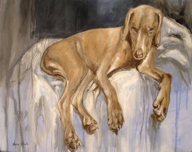 Original Figurative Dogs Paintings by Ann Abel Iseux