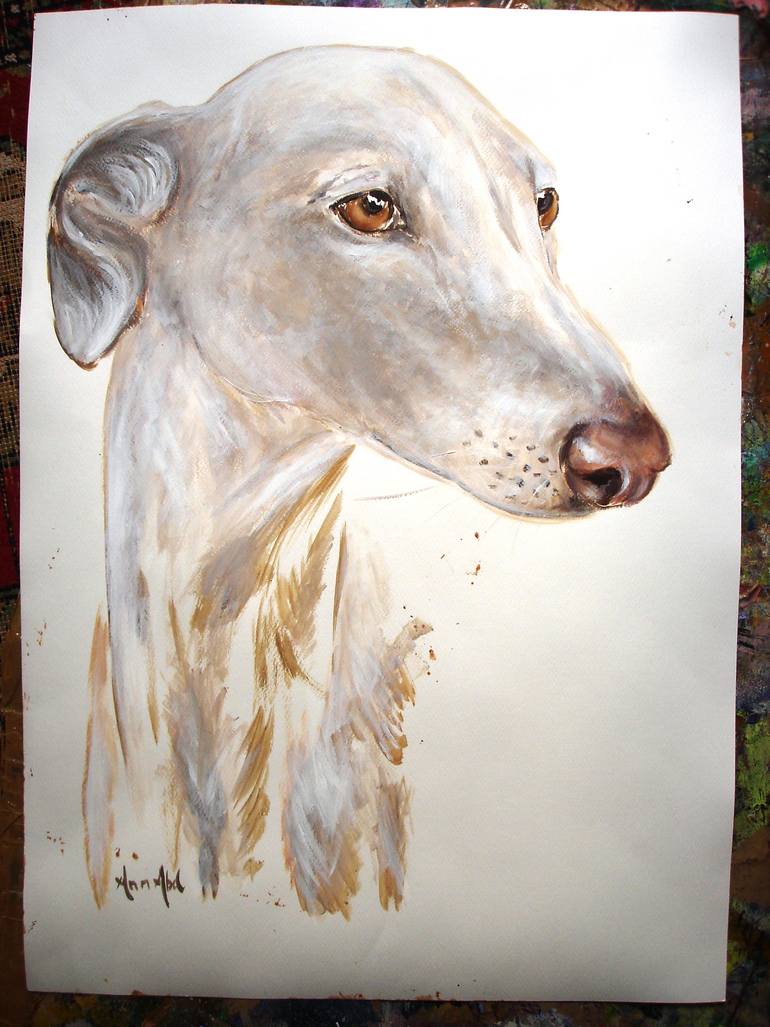 Original Figurative Dogs Painting by Ann Abel Iseux