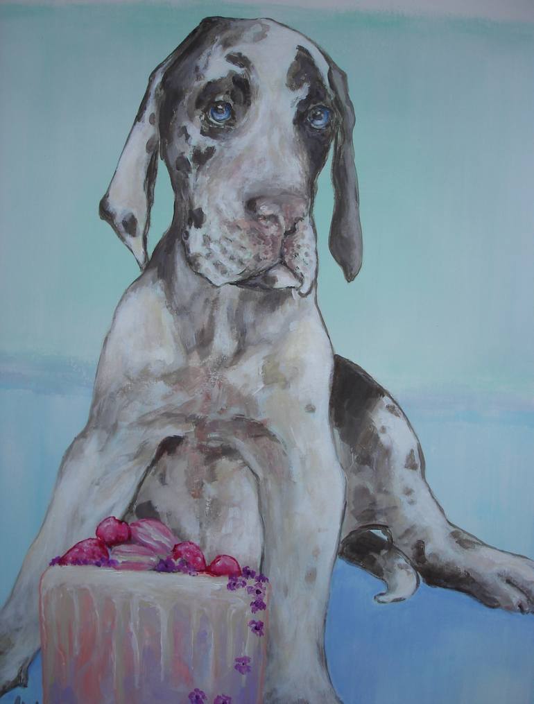 Original Figurative Dogs Painting by Ann Abel Iseux