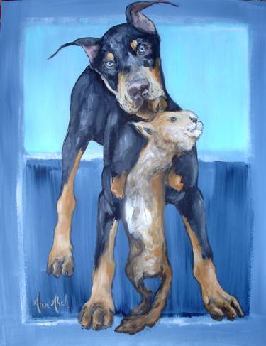 Original Fine Art Dogs Paintings by Ann Abel Iseux