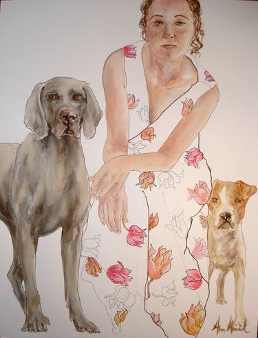 Original Portraiture Dogs Paintings by Ann Abel Iseux