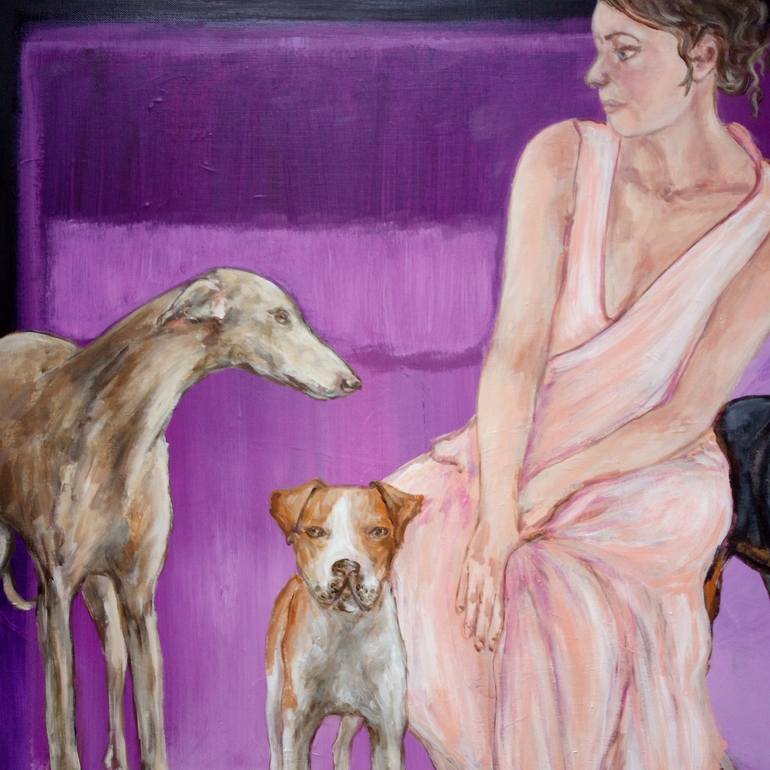 Original Figurative Dogs Painting by Ann Abel Iseux