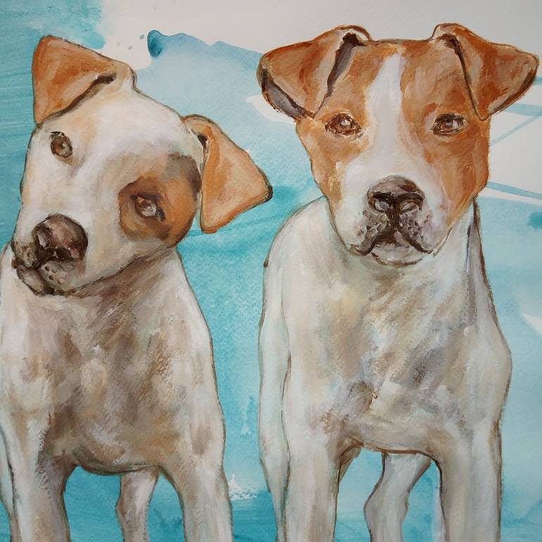 Original Portraiture Dogs Painting by Ann Abel Iseux