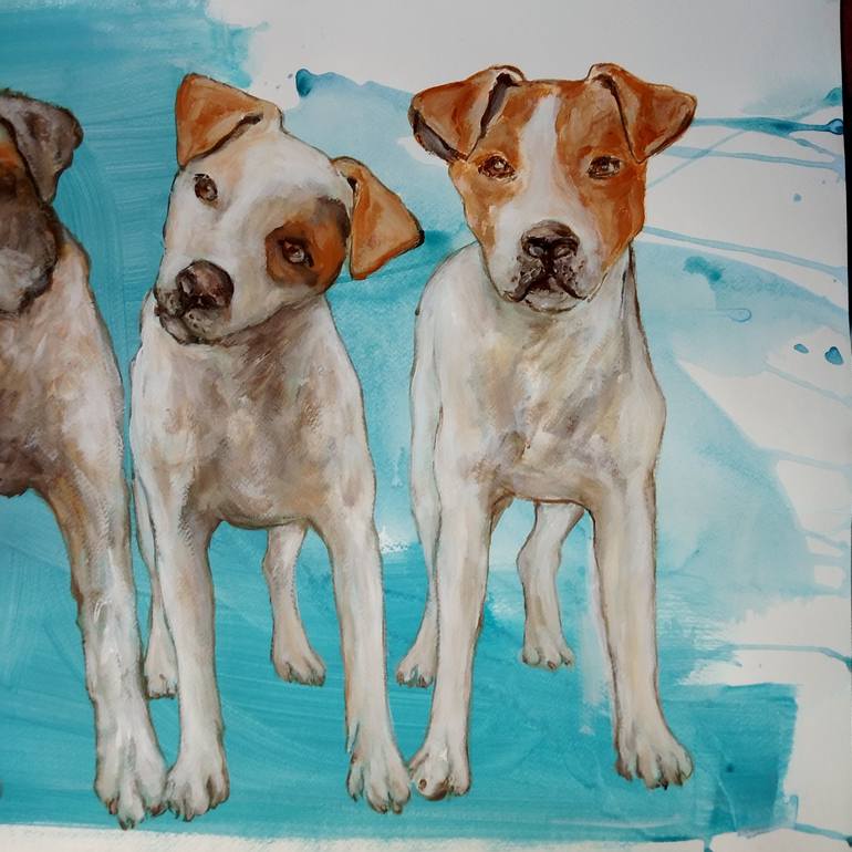 Original Dogs Painting by Ann Abel Iseux