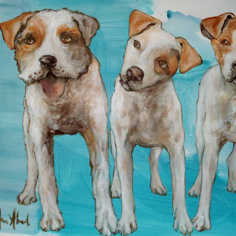Original Portraiture Dogs Painting by Ann Abel Iseux