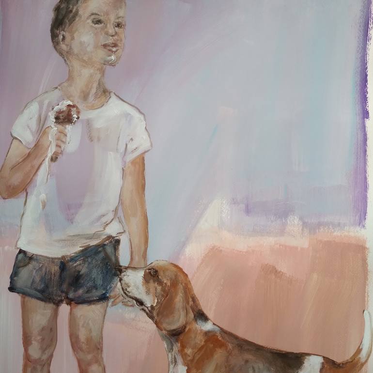 Original Figurative Children Painting by Ann Abel Iseux