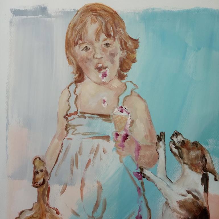 Original Figurative Children Painting by Ann Abel Iseux