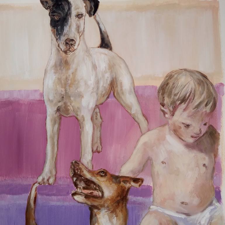 Original Figurative Children Painting by Ann Abel Iseux