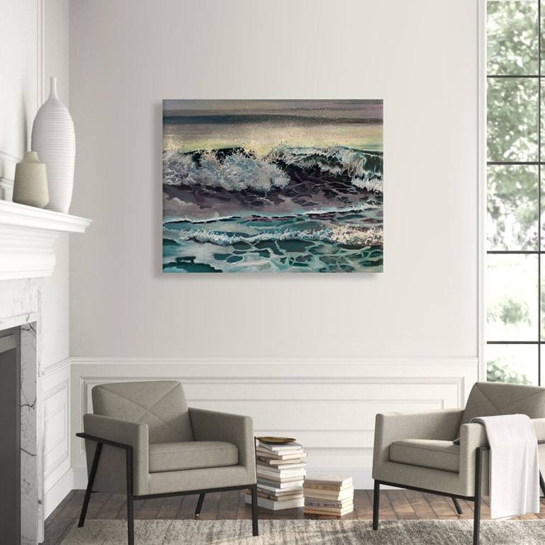 Original Contemporary Seascape Painting by Dennis Crayon