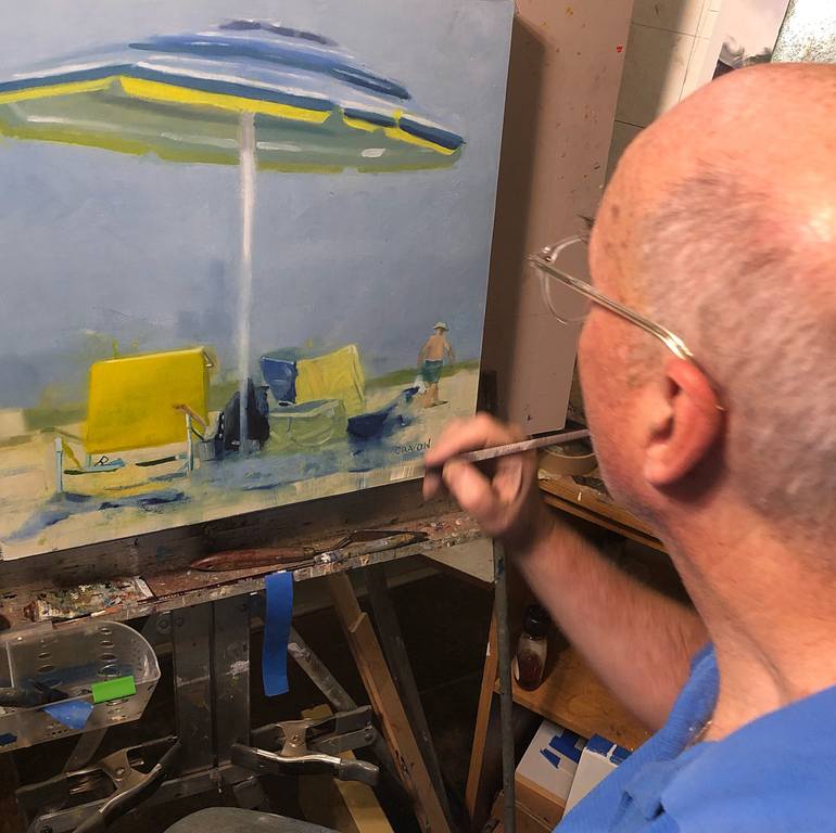 Original Documentary Beach Painting by Dennis Crayon