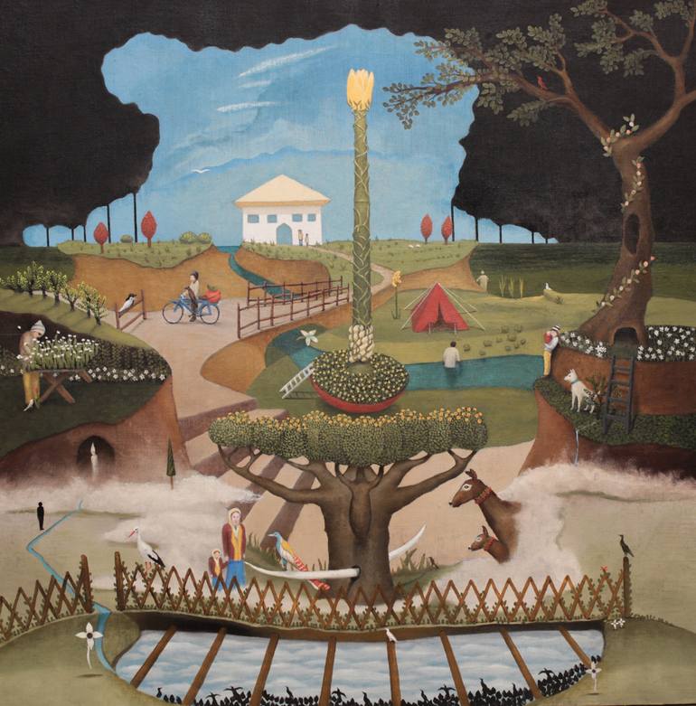 Original Symbolism Fantasy Painting by Gyula Szabo