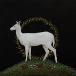 White Deer with Flowers by Gyula Szabo
