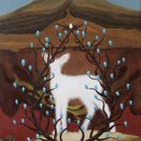 White Deer with Blue Drops by Gyula Szabo