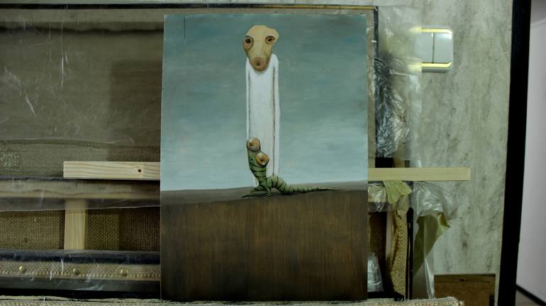 Original Surrealism Animal Painting by Gyula Szabo