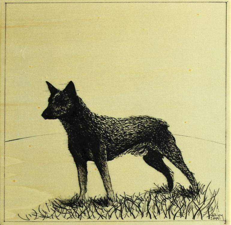 Portrait of a Stumpy Tail Cattle Dog Drawing by Gyula Szabo | Saatchi Art