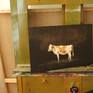 Young Cow at Night - 9,8x15,7x0,2 inch (25x40x0,6 cm) - oil on wood - 2015