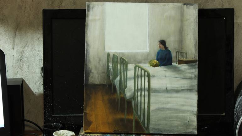 Original Figurative Interiors Painting by Gyula Szabo