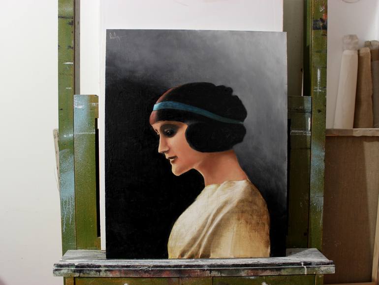 Original Figurative Women Painting by Gyula Szabo