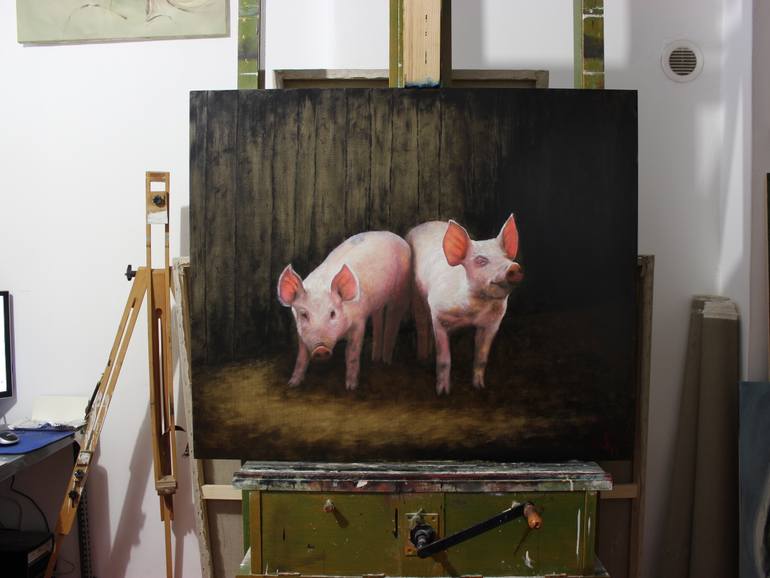 Original Modernism Animal Painting by Gyula Szabo