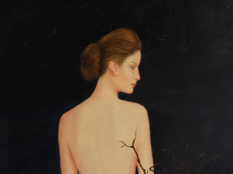 Original Realism Women Painting by Gyula Szabo