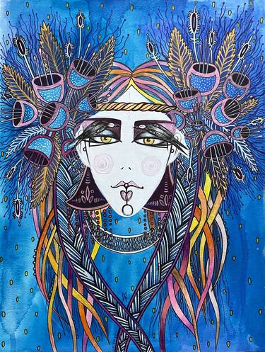 Original Illustration Women Mixed Media by Lidia Matviyenko