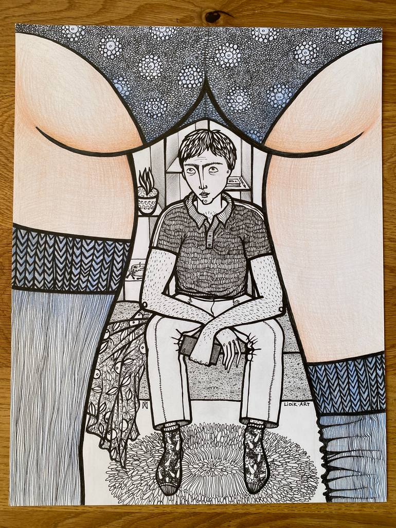 Original Black & White Erotic Drawing by Lidia Matviyenko