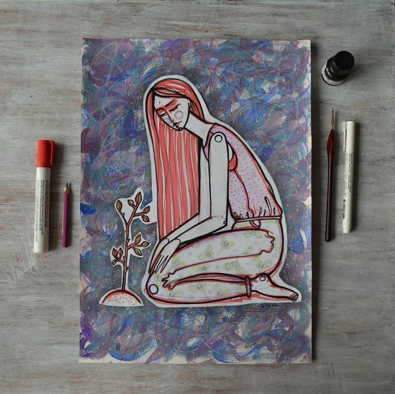 Original Modern People Drawing by Lidia Matviyenko
