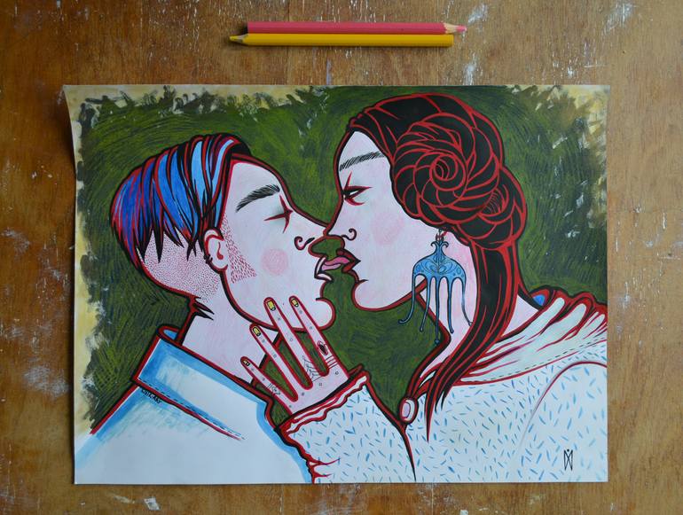 Original Figurative Erotic Drawing by Lidia Matviyenko