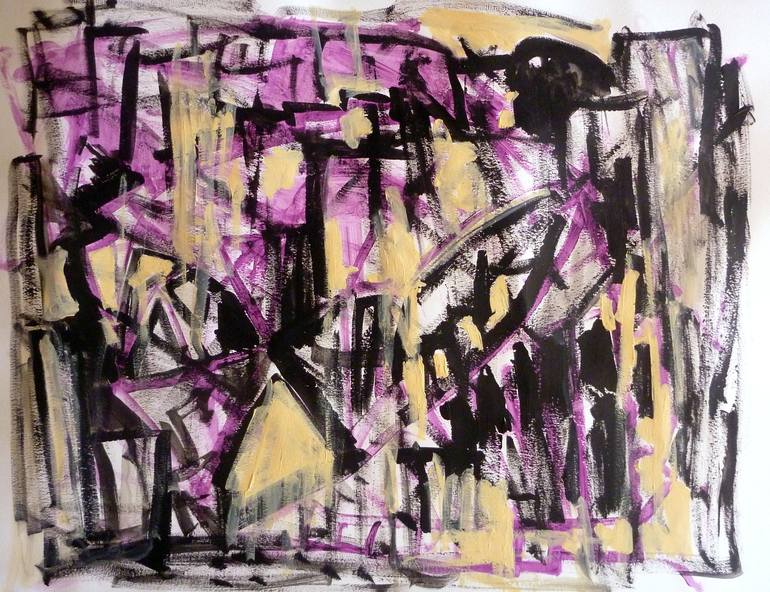 black and purple composition Painting by Celine BRON | Saatchi Art