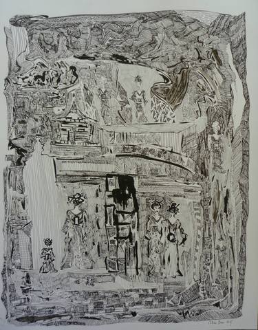 Original Abstract Expressionism People Drawings by Celine BRON