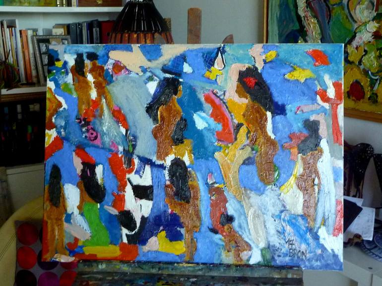 Original Abstract Expressionism People Painting by Celine BRON