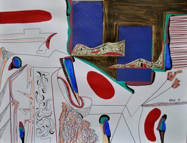 Original Abstract Expressionism Interiors Drawings by Celine BRON