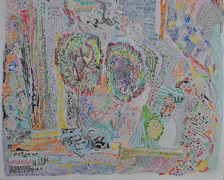 Original Modernism Abstract Drawing by Celine Bron