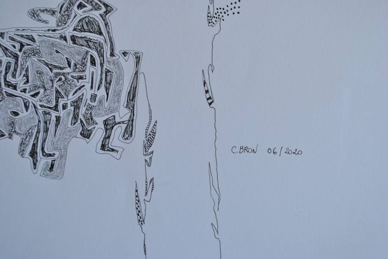 Original Abstract Floral Drawing by Celine Bron