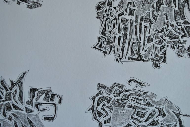 Original Abstract Floral Drawing by Celine Bron