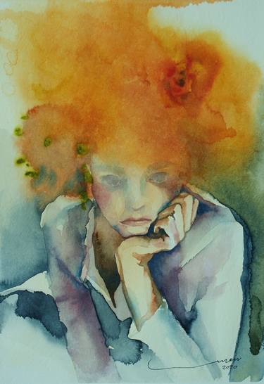 Original Impressionism Women Painting by Behnoush Keybakhi