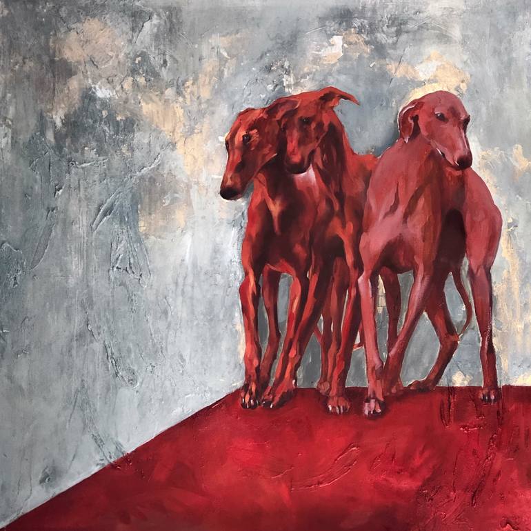 Original Figurative Dogs Painting by Alexandra Eliseeva