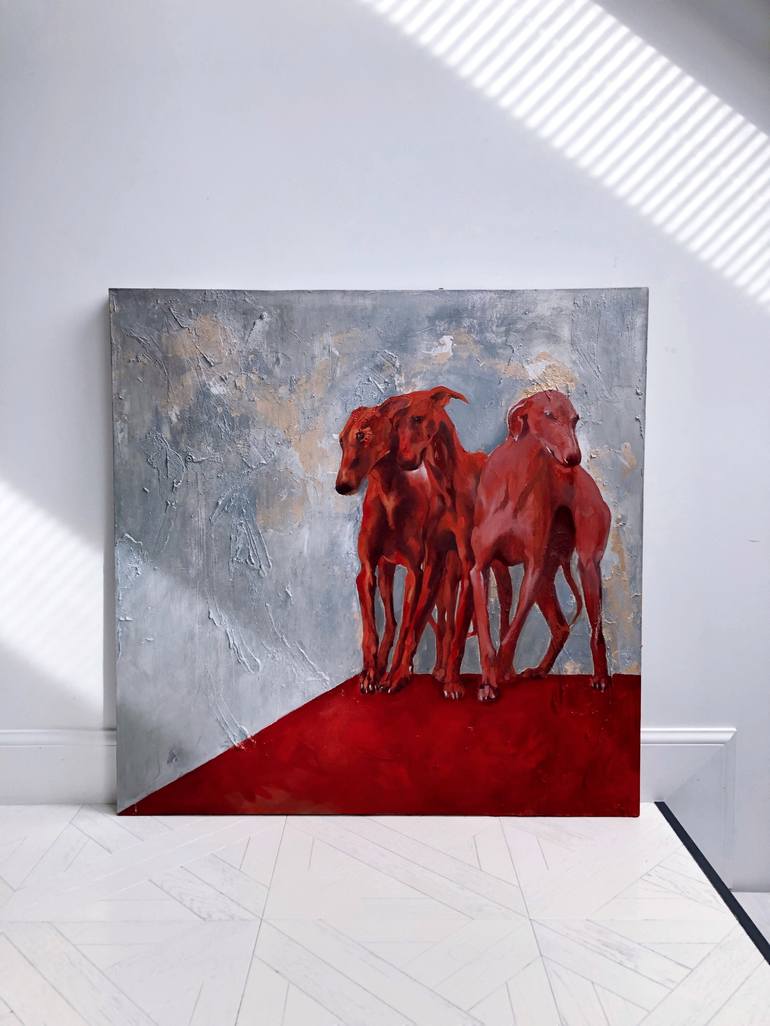 Original Figurative Dogs Painting by Alexandra Eliseeva