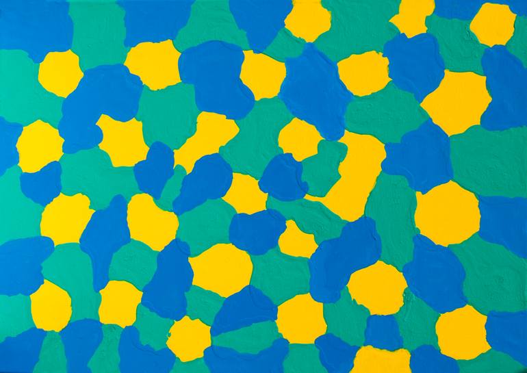 Abstract painting Summer in blue, turguoise and yellow Painting by ...