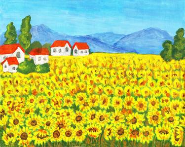Field with sunflowers limited edition print thumb