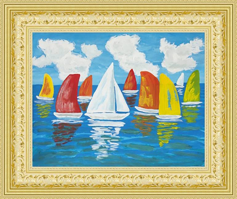 Original Expressionism Sailboat Painting by Irina Afonskaya