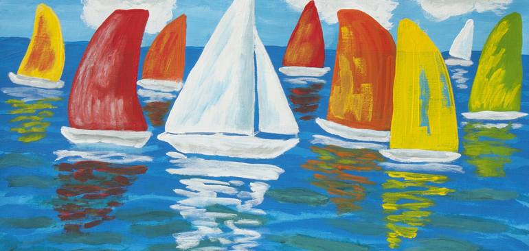 Original Expressionism Sailboat Painting by Irina Afonskaya