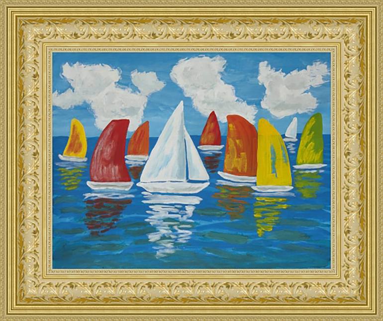 Original Sailboat Painting by Irina Afonskaya