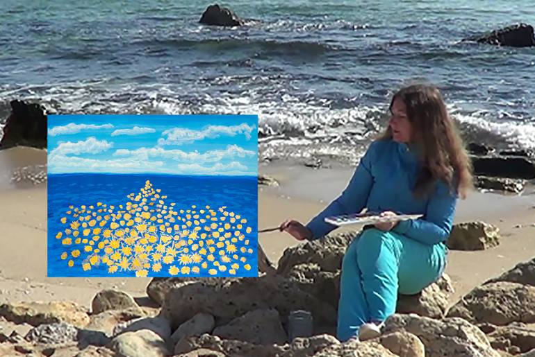 Original Art Deco Seascape Painting by Irina Afonskaya