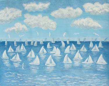 Print of Fine Art Sailboat Paintings by Irina Afonskaya