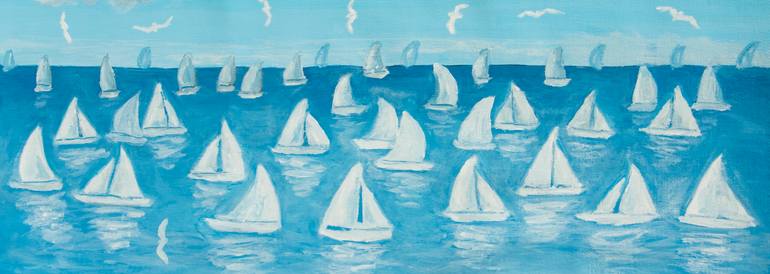 Original Fine Art Sailboat Painting by Irina Afonskaya